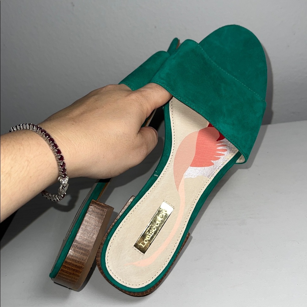 Louise et Cie Suede Vibrant Green Slide Sandals Sz. 9